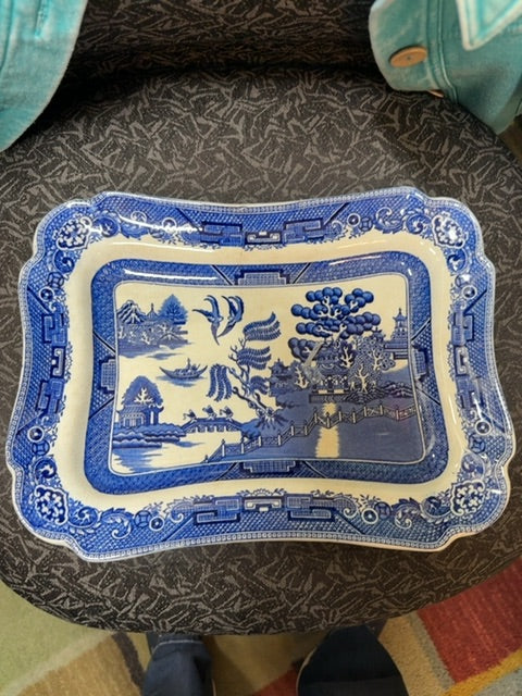 Blue willow platter