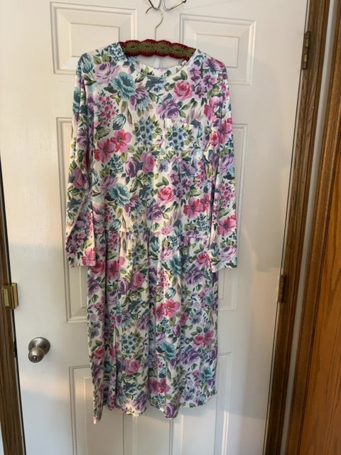 Multi-Floral LS Dress, Large