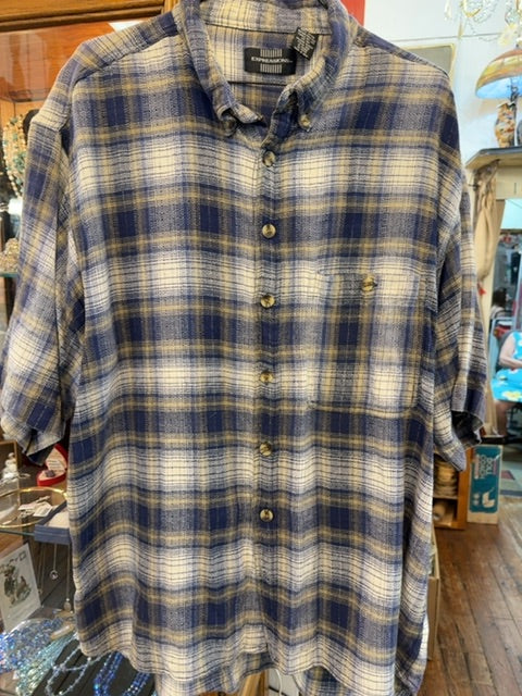 Vintage 90s short sleeve flannel, X Large