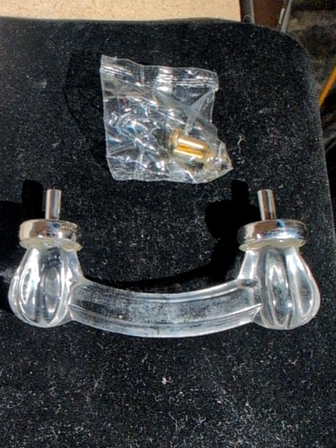 New Clear Glass Drawer Pull w/ Nickelplated Base