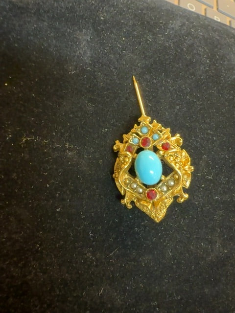 Vtg Art turquoise Blue Cabochon