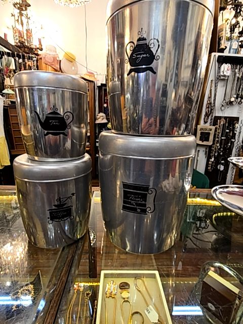 4 PC MCM 50's Aluminum Canister Set