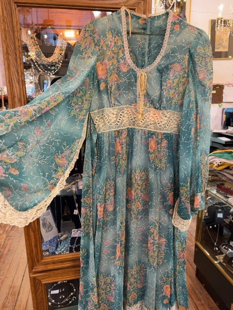 1960s prairie style dress, Small/Medium