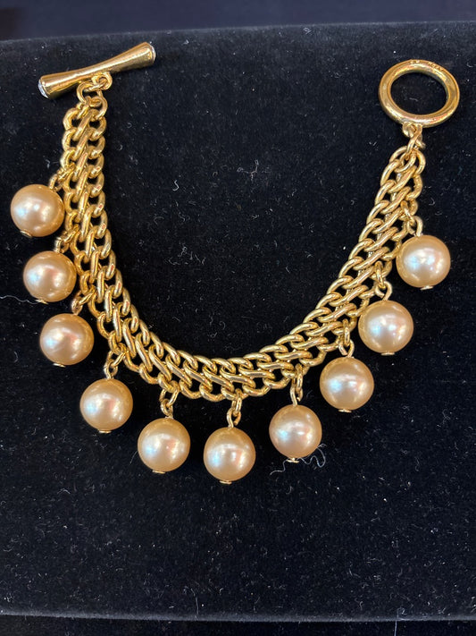 Avon Champayne Pearl Dangle Bracelet
