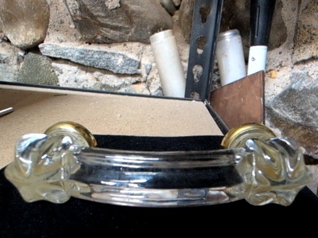 New Clear Glass Drawer Pull w/ Brass Base