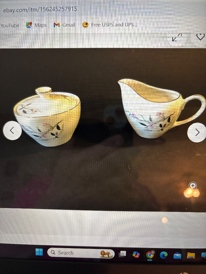 GSK - EBAY Cherry Blossom #1067 Sugar Bowl & Creamer