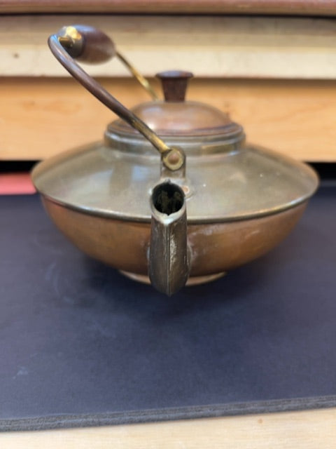 Copper and brass tea kettle