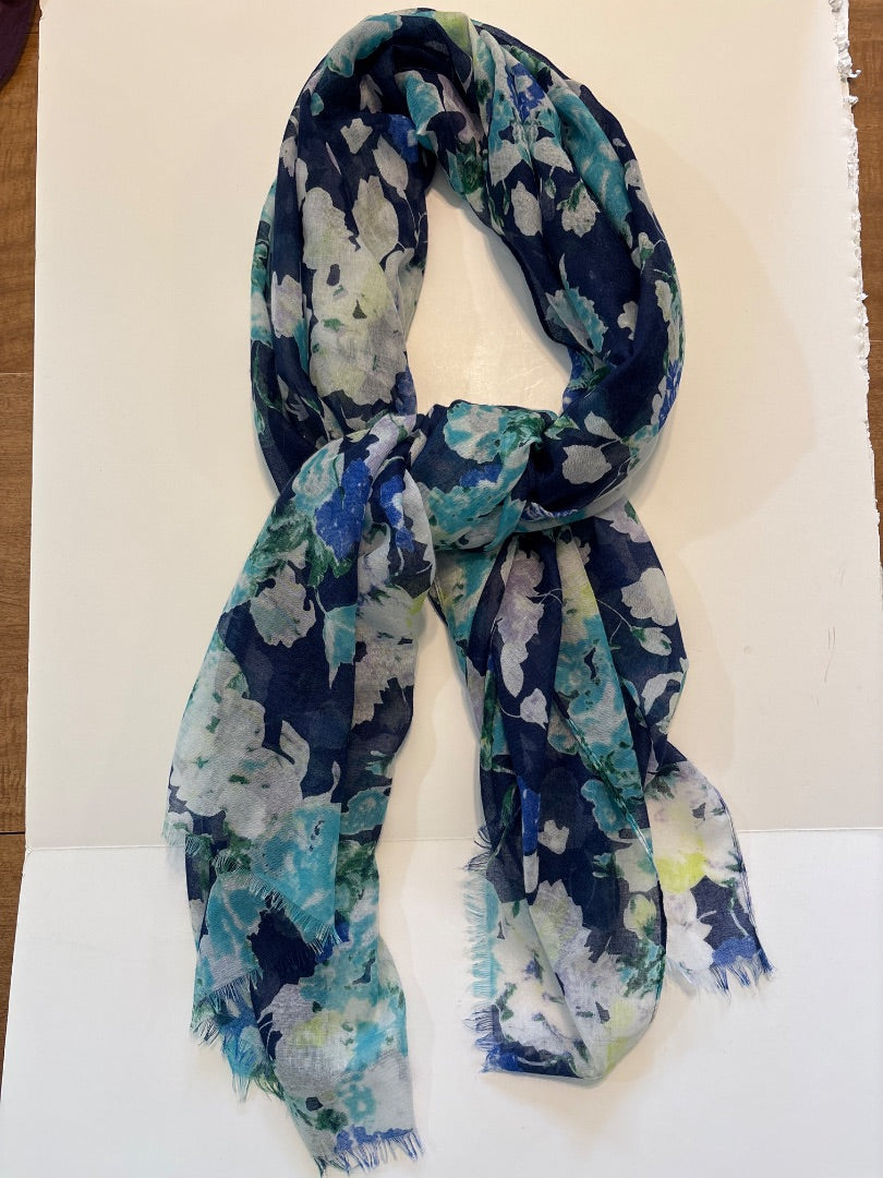 Blue Green Floral Scarf