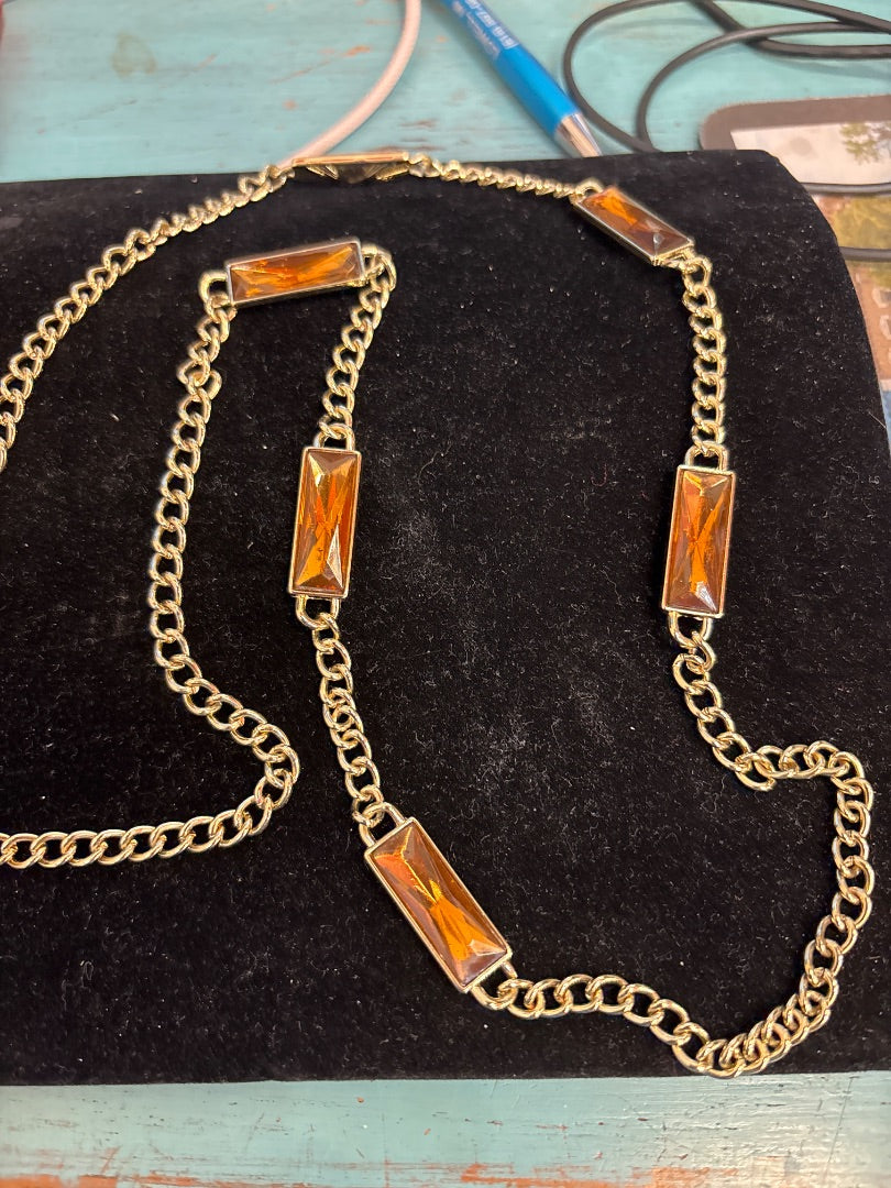 Amber Gold Tone Necklace