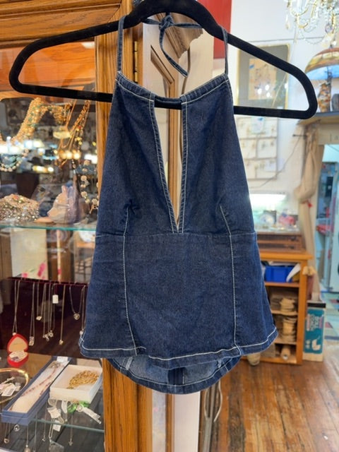 Vintage Y2K Polo Denim Halter Top, Small/Medium