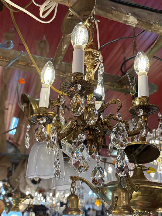 4 Lt Brass 1940s Chandelier