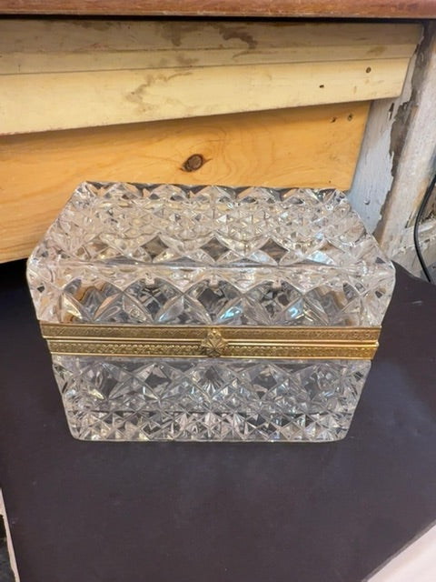 French Cut Crystal Dresser Table Jewelry Box