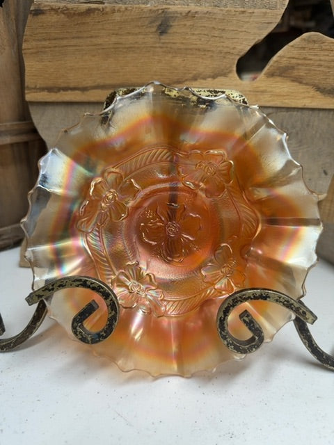 Peach carnival glass