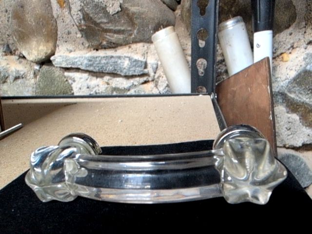 New Clear Glass Drawer Pull w/ Nickelplated Base