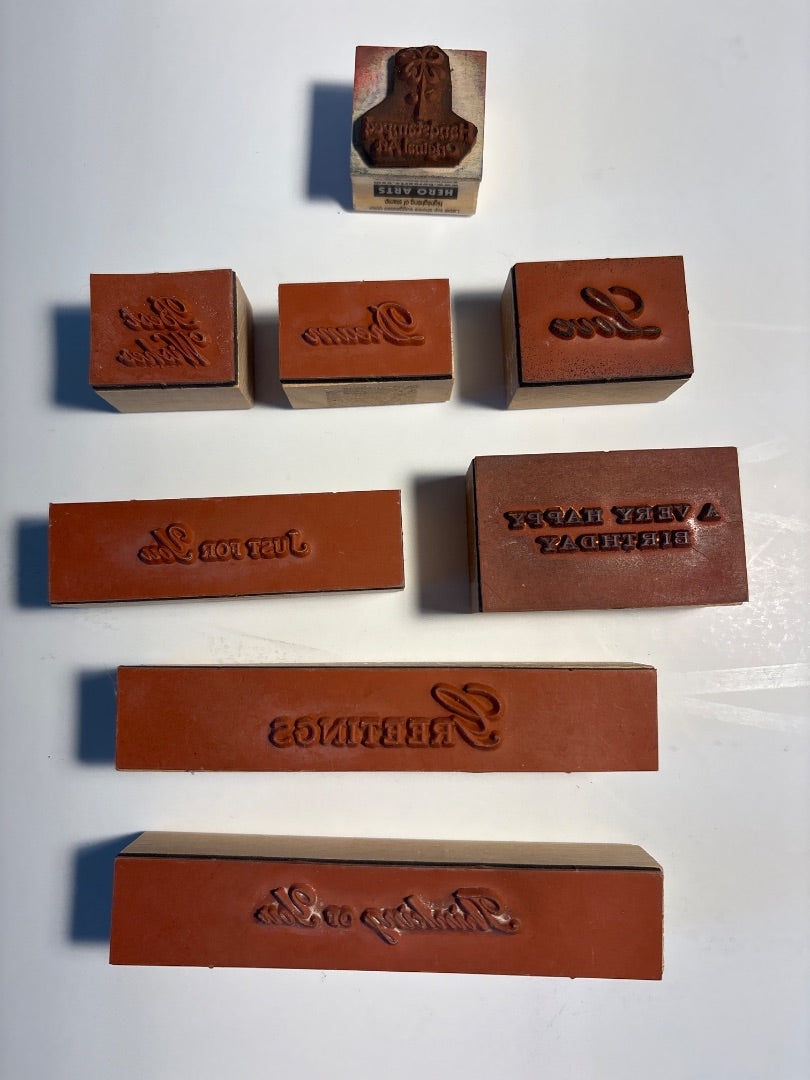 Lot of 8 Rubber Stamps - Words
