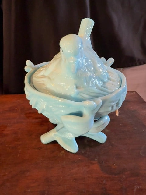 Bird in nest. Blue, 6x6