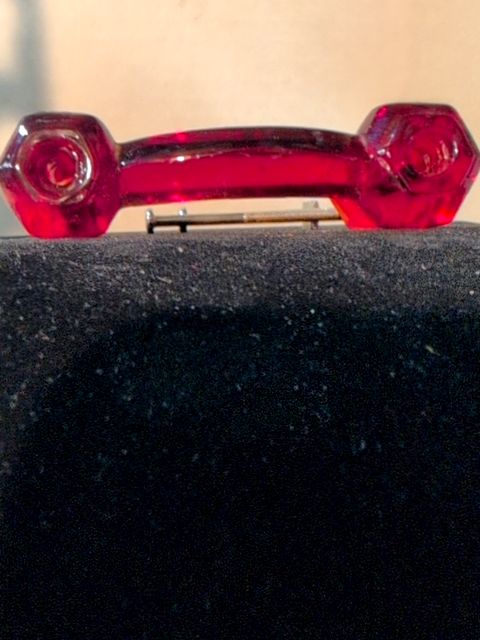 New Red Glass Drawer Pull, 4-1/4" L x 1-1/8" h x 1-3/8" depth, 3" on center