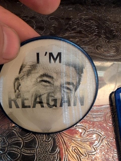 I'm for Reagan button holographic