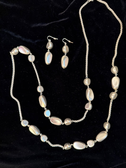 Honora BIWA Baroqua Silver Necklace set