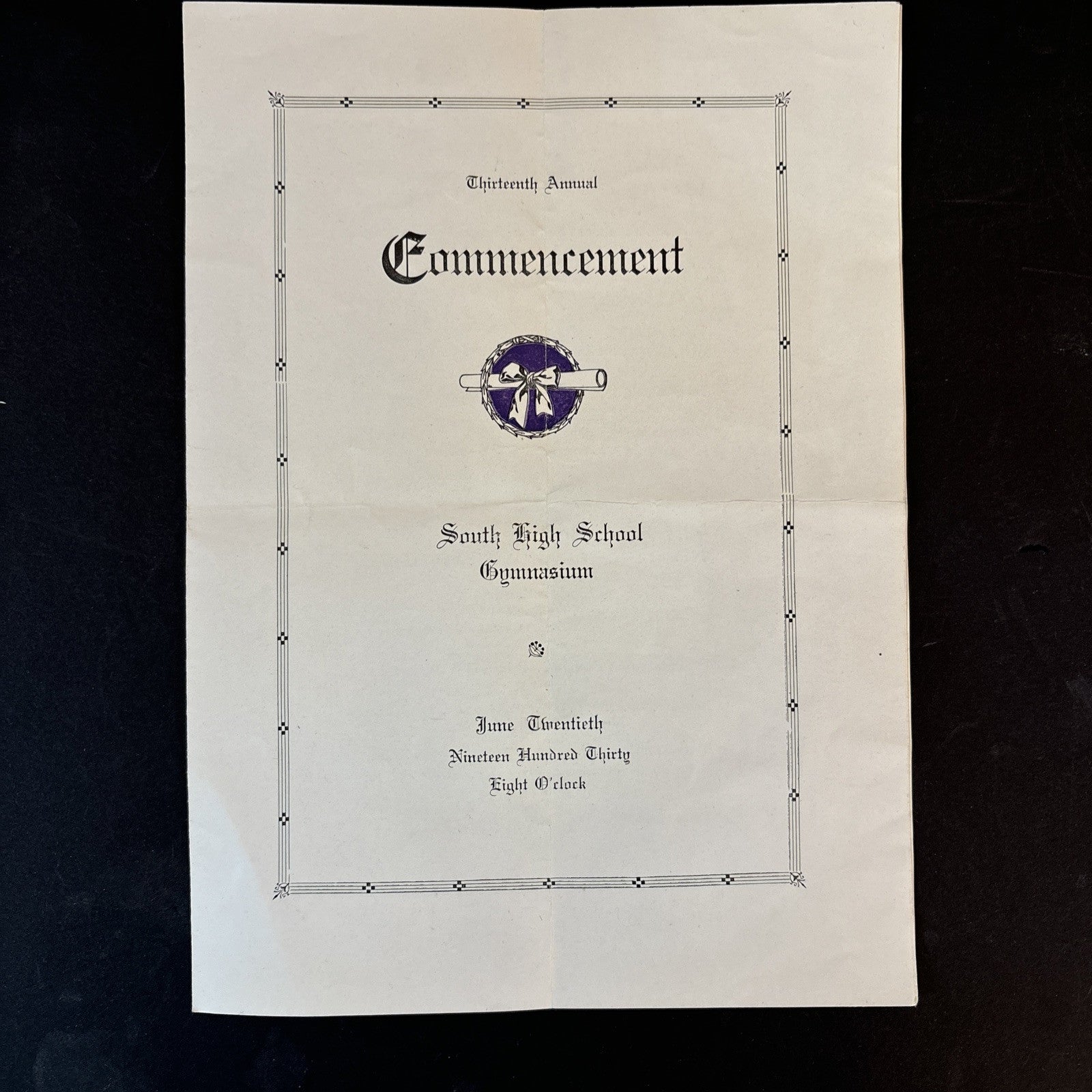 1930 Commencement brochure Grand Rapids Michigan South High School