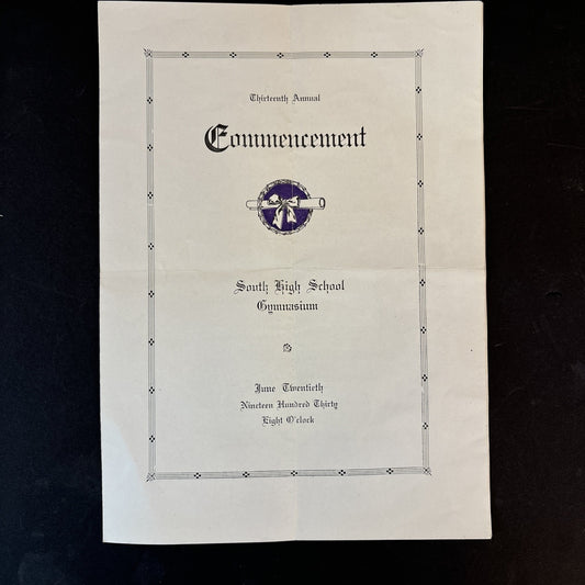 1930 Commencement brochure Grand Rapids Michigan South High School