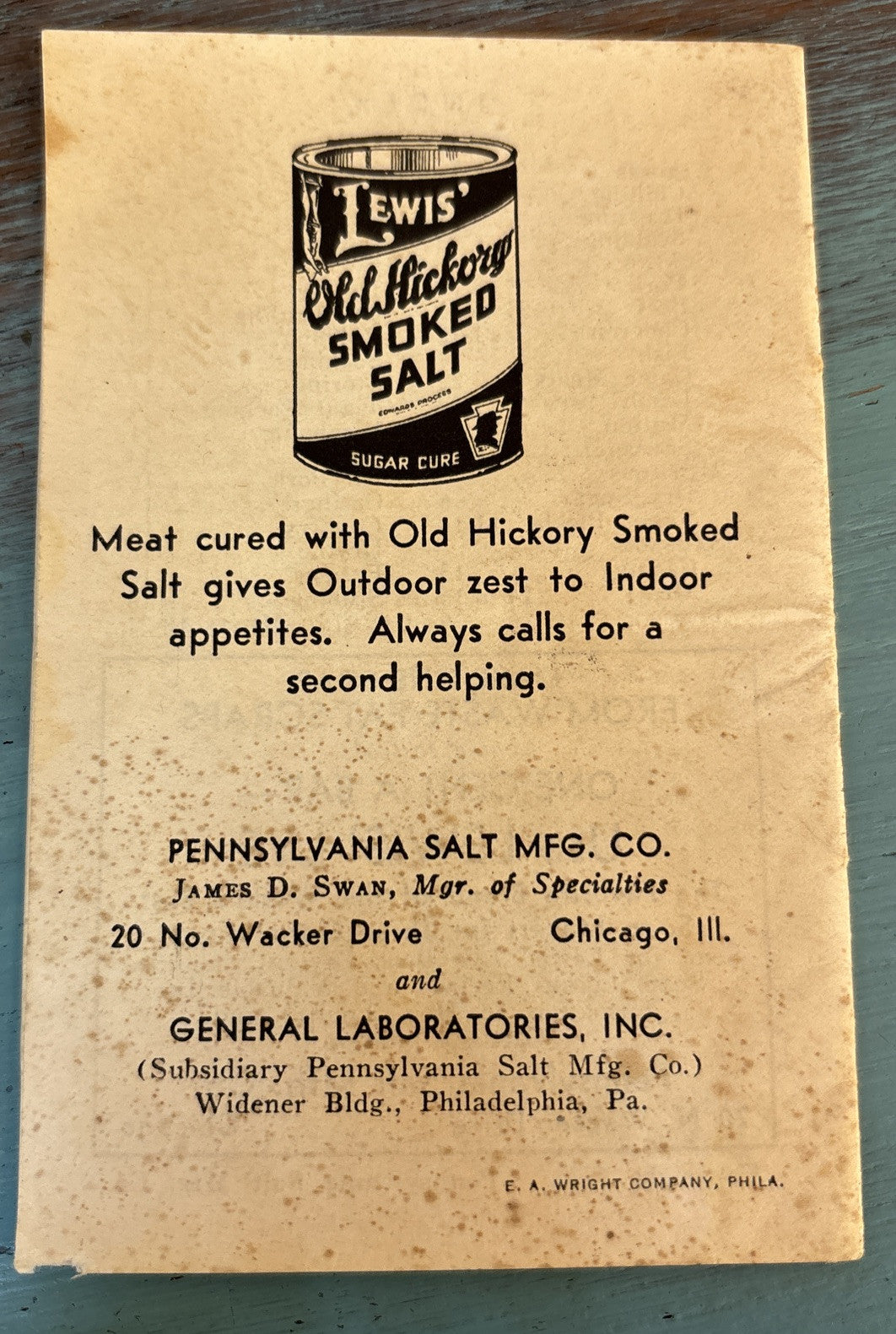 c1933 Old Hickory Smoked Salt Cure Meats The Better Way Booklet Chicago IL