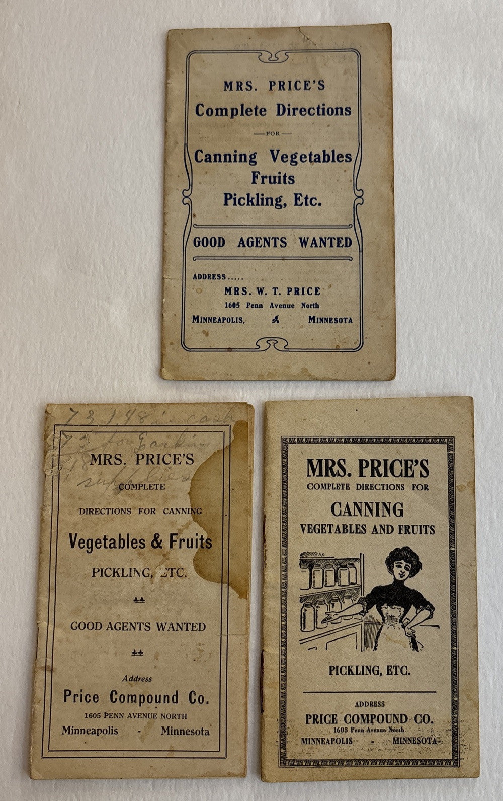 Lot of 3 Mrs Price's Complete Directions for Canning Advertising Booklets 1920s