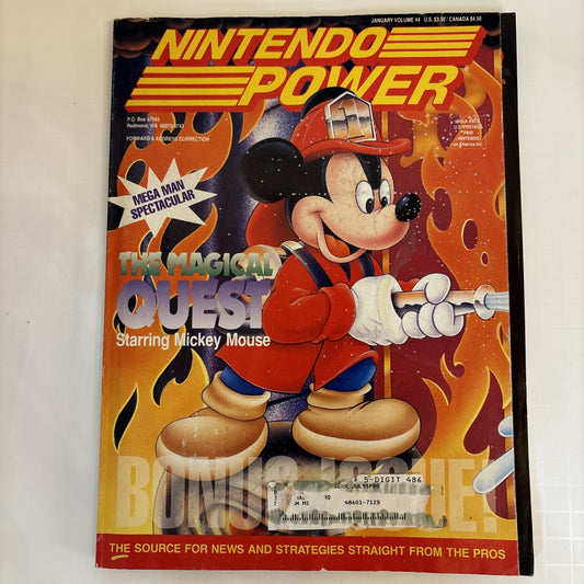 Nintendo Power Magazine Vol. 44 Jan 1993 w/ Player's Poll Poster Stickers Model