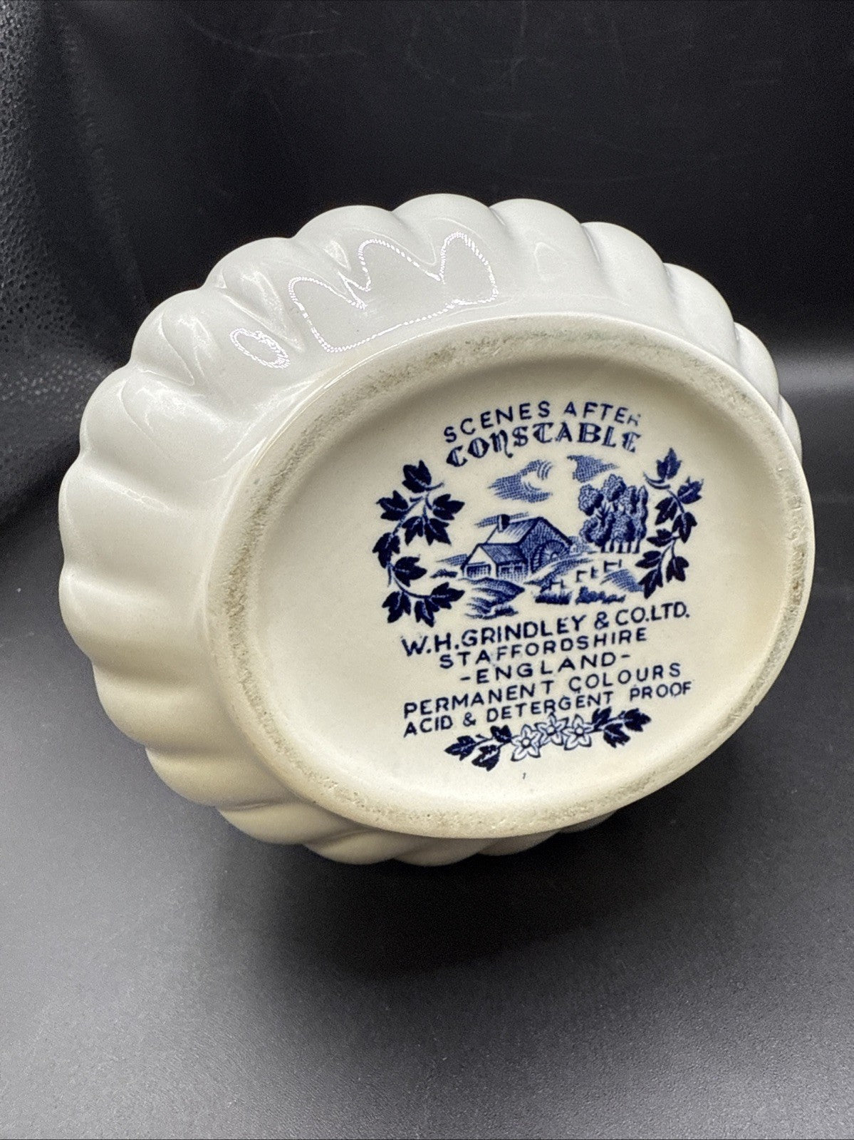 Rare W.H Grindley Porcelain Pitcher Constable Summer Morning Blue Transferware