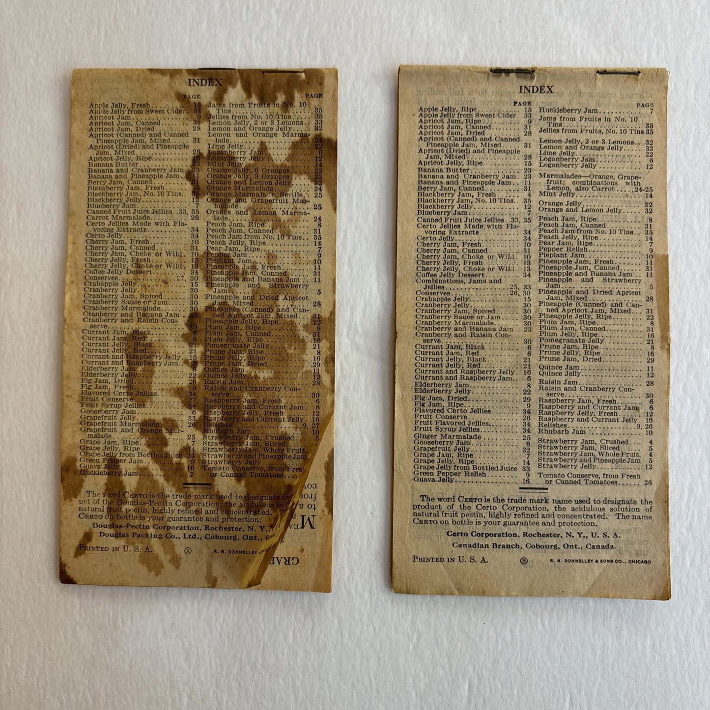 Lot of 2 Certo Jams Jellies Marmalades 35 pg Recipe Booklets 1920s